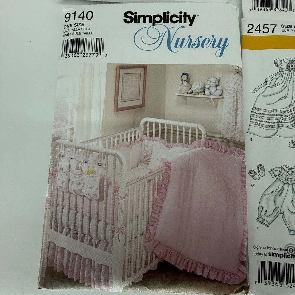4 LOT! Simplicity 9140~2457-2673-2385‎ Baby Blankets Clothing Pillow Bib
